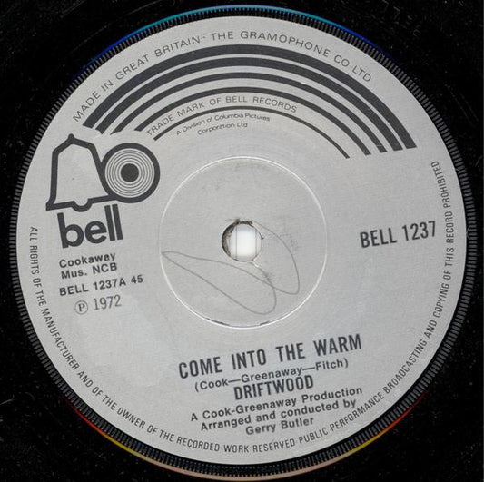 Driftwood (8) - Come Into The Warm (7", Single, Sol)