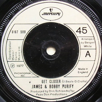 James & Bobby Purify - Get Closer (7", Single)