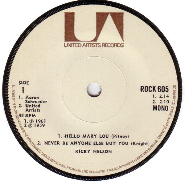 Ricky Nelson (2) - Hello Mary Lou (7", EP)