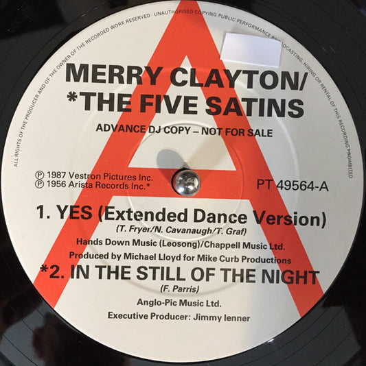 Merry Clayton / The Five Satins - Yes / In The Still Of The Night (12", Single, Promo)