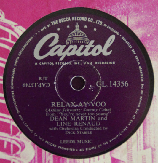 Dean Martin And Line Renaud With Dick Stabile And His Orchestra - Relax-Ay-Voo / Two Sleepy People (Shellac, 10")