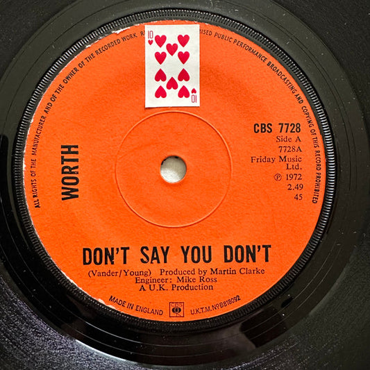Worth (2) - Don't Say You Don't (7", Single, Sol)