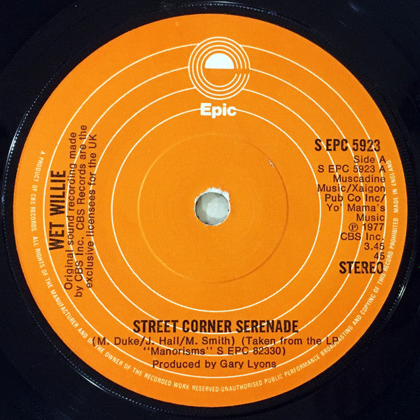 Wet Willie - Street Corner Serenade (7")