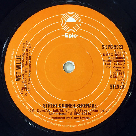 Wet Willie - Street Corner Serenade (7")