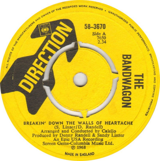 The Bandwagon* - Breakin' Down The Walls Of Heartache (7", Single)