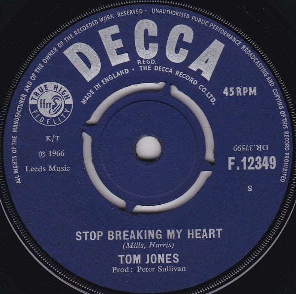Tom Jones - Stop Breaking My Heart (7")