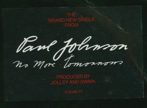 Paul Johnson (2) - No More Tomorrows (12", Promo, W/Lbl)