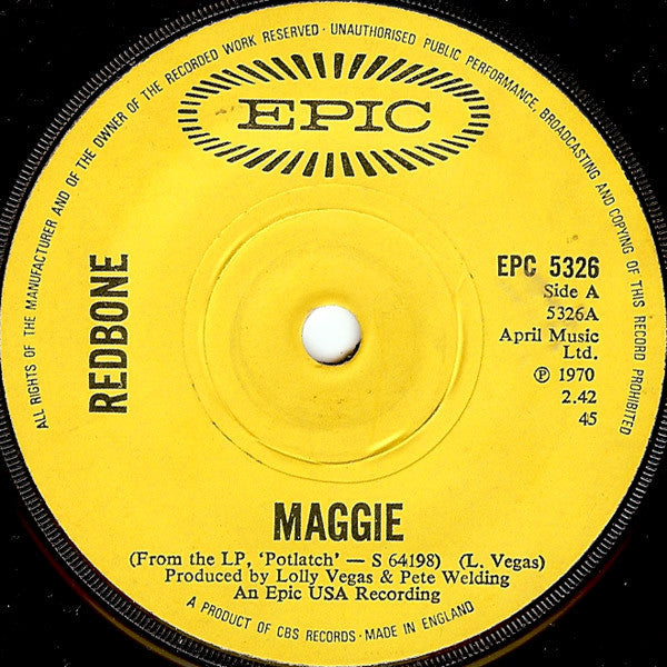 Redbone - Maggie (7", Single, RE, Sol)