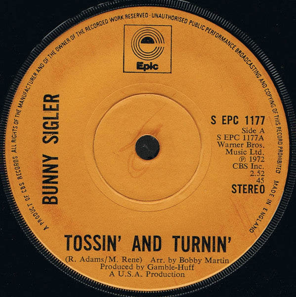 Bunny Sigler - Tossin' And Turnin' (7", Single, Sol)