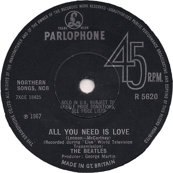 The Beatles - All You Need Is Love (7", Single, Mono, Sol)