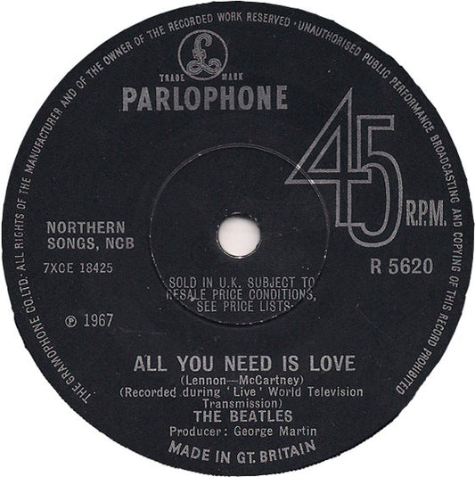 The Beatles - All You Need Is Love (7", Single, Mono, Sol)