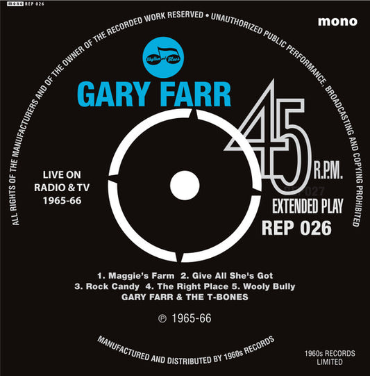Gary Farr (2) & The T-Bones (2) - Live On Radio & TV 1965-66 (7", EP, Mono)