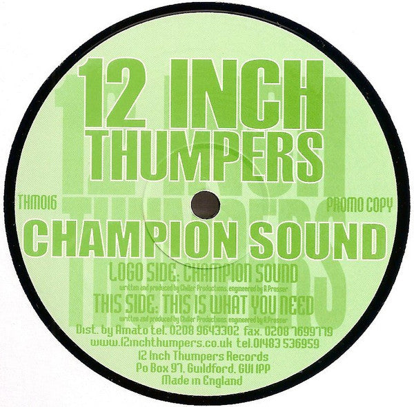12 Inch Thumpers - Champion Sound (12", Promo)