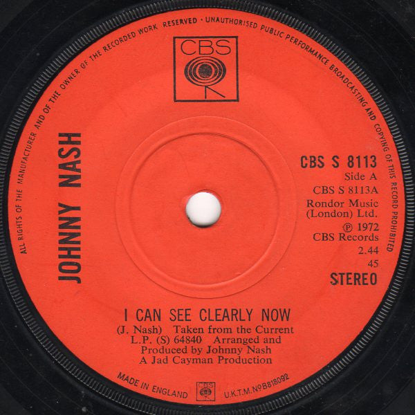 Johnny Nash - I Can See Clearly Now (7", Single, Sol)