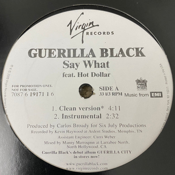 Guerilla Black feat. Hot Dollar - Say What (12", Promo)