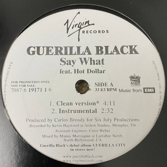 Guerilla Black feat. Hot Dollar - Say What (12", Promo)