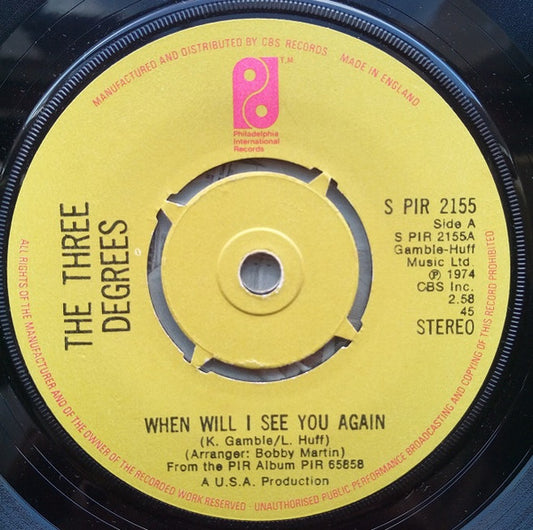The Three Degrees - When Will I See You Again (7", Single, 4 P)