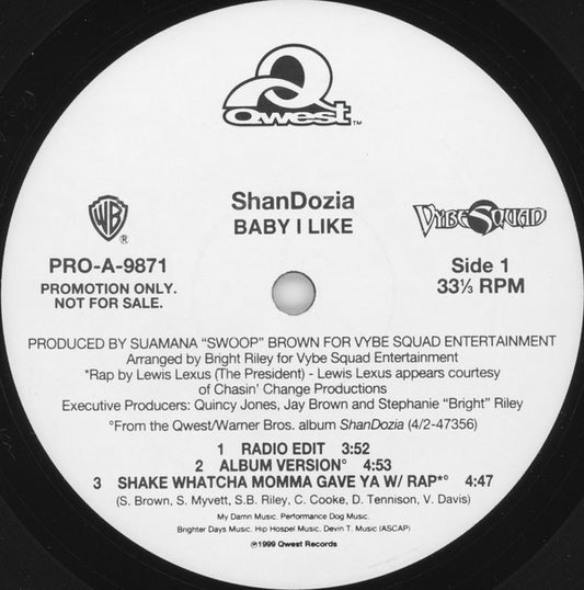 ShanDozia - Baby I Like (12", Promo)