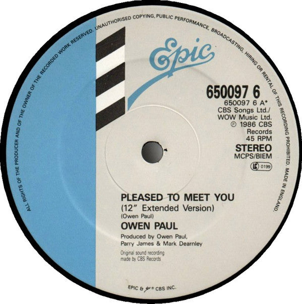 Owen Paul - Pleased To Meet You (12")