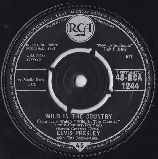 Elvis Presley - Wild In The Country (7", Single)