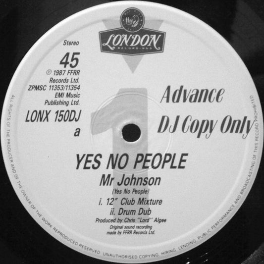 Yes No People* - Mr Johnson (12", Promo)