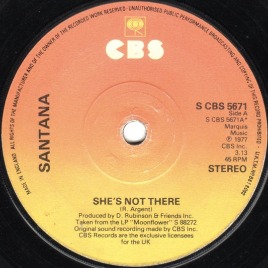 Santana - She's Not There (7", Single)