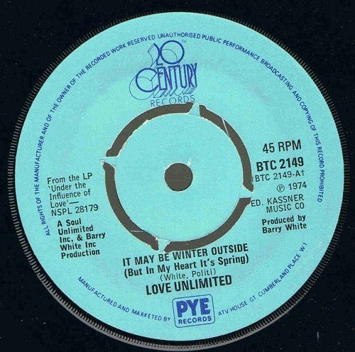 Love Unlimited - It May Be Winter Outside (But In My Heart It's Spring) (7", Single, Pus)