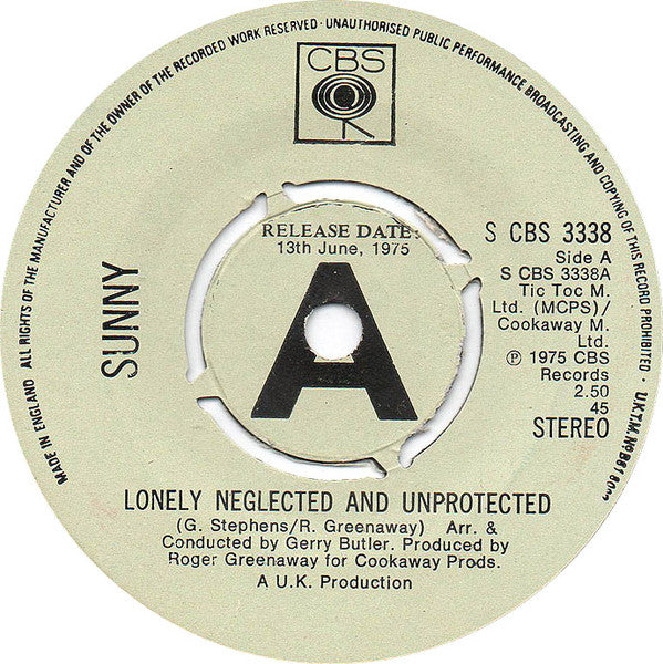 Sunny* - Lonely Neglected And Unprotected (7", Promo)