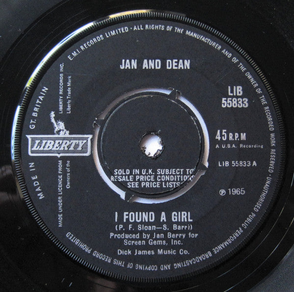 Jan & Dean - I Found A Girl (7", Single)