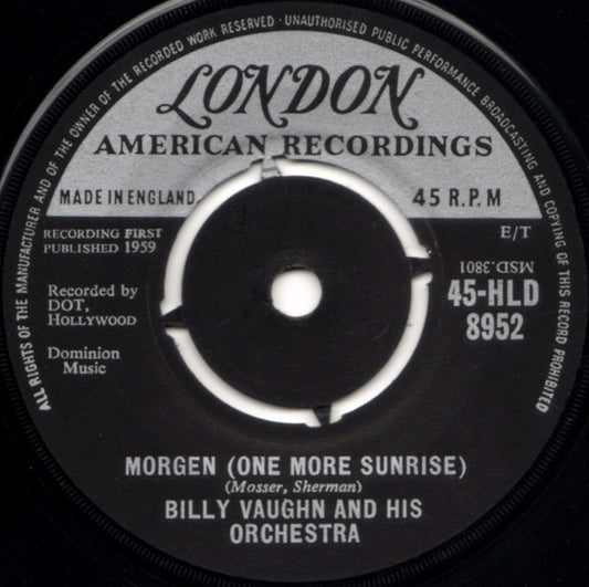 Billy Vaughn And His Orchestra - Morgen (One More Sunrise) (7", Single)