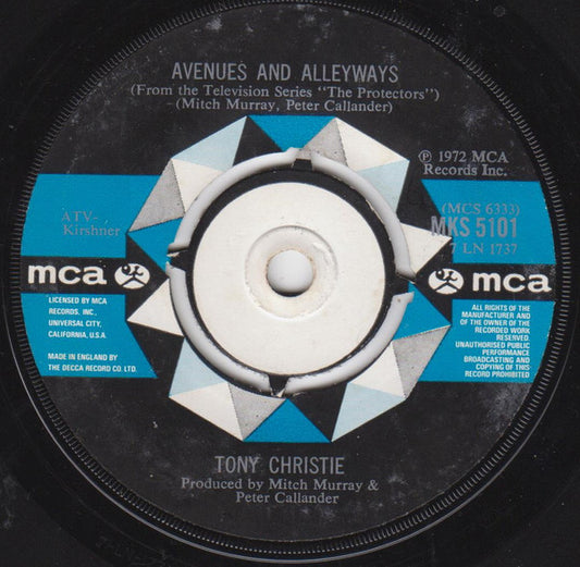 Tony Christie - Avenues And Alleyways / I Never Was A Child (7", Single)