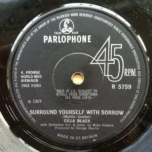 Cilla Black - Surround Yourself With Sorrow (7", Single, Sol)