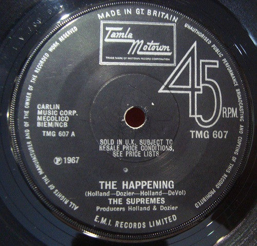 The Supremes - The Happening (7", Single, Sol)