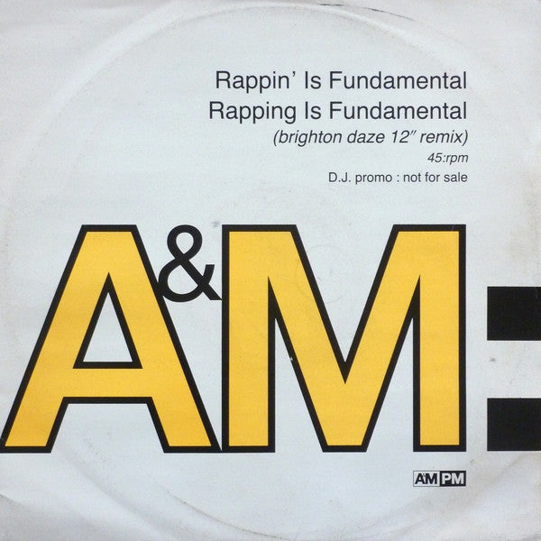 Rappin' Is Fundamental - Rapping Is Fundamental (12", Promo)