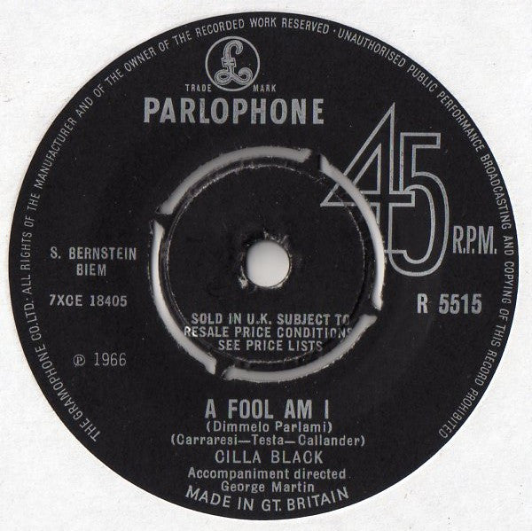 Cilla Black - A Fool Am I (Dimmelo Parlami) (7", Single)