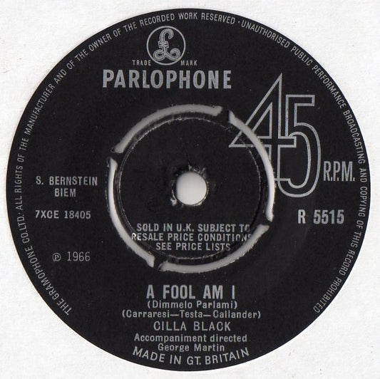 Cilla Black - A Fool Am I (Dimmelo Parlami) (7", Single)