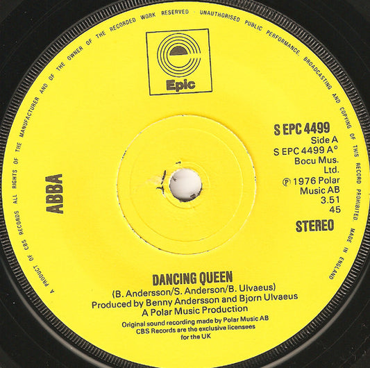 ABBA - Dancing Queen (7", Single, Yel)