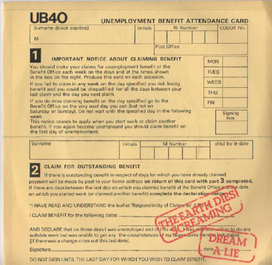 UB40 - The Earth Dies Screaming / Dream A Lie (7", Single)