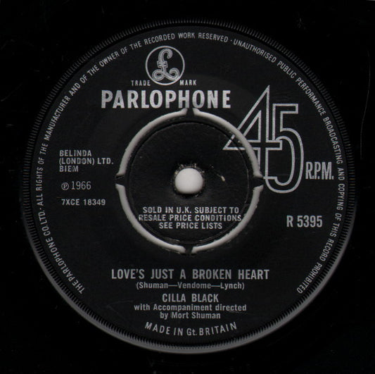 Cilla Black - Love's Just A Broken Heart (7", Single)