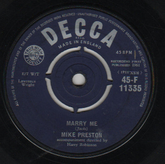Mike Preston - Marry Me (7")