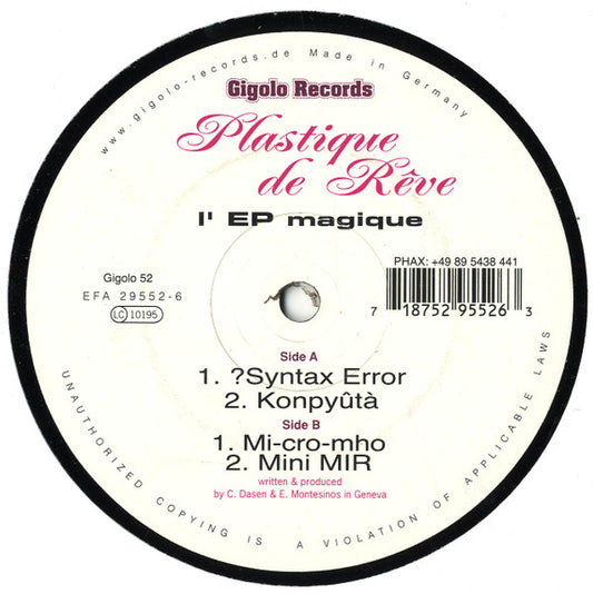 Plastique De Rêve - L' EP Magique (12", EP)