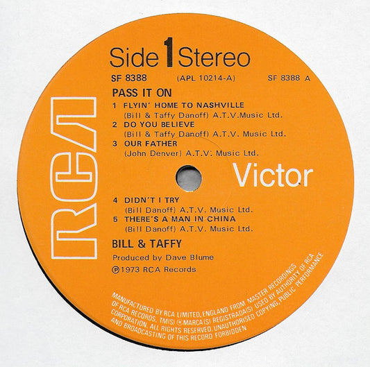 Bill And Taffy* - Pass It On (LP, Album)