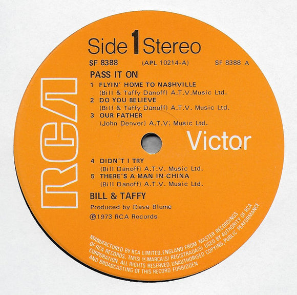Bill And Taffy* - Pass It On (LP, Album)