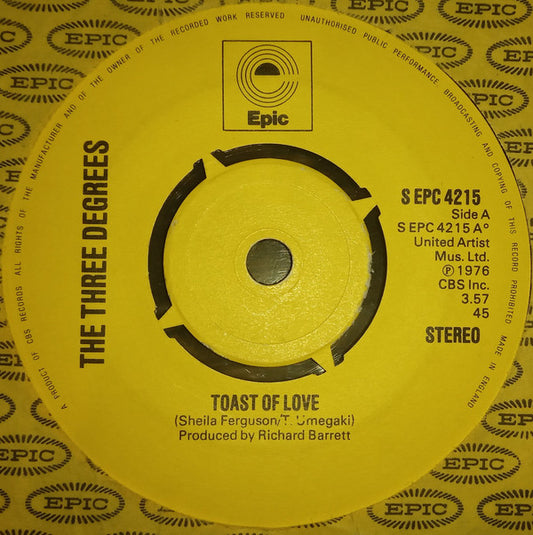 The Three Degrees - Toast Of Love (7", Single)