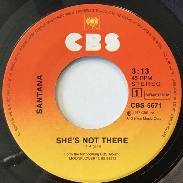 Santana - She's Not There (7", Single)