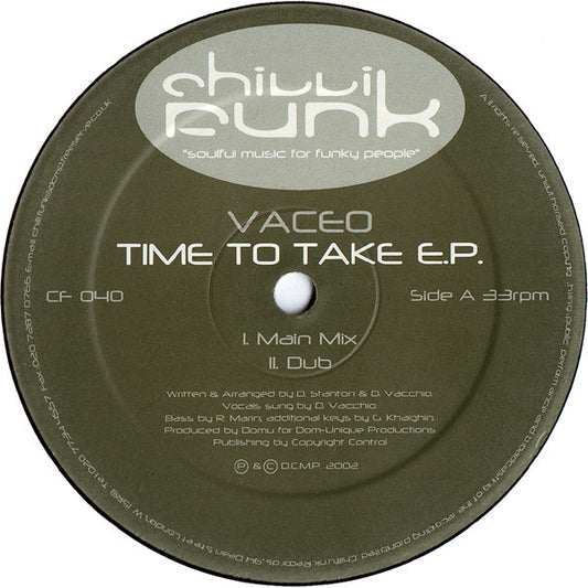 Vaceo - Time To Take E.P. (12", EP)