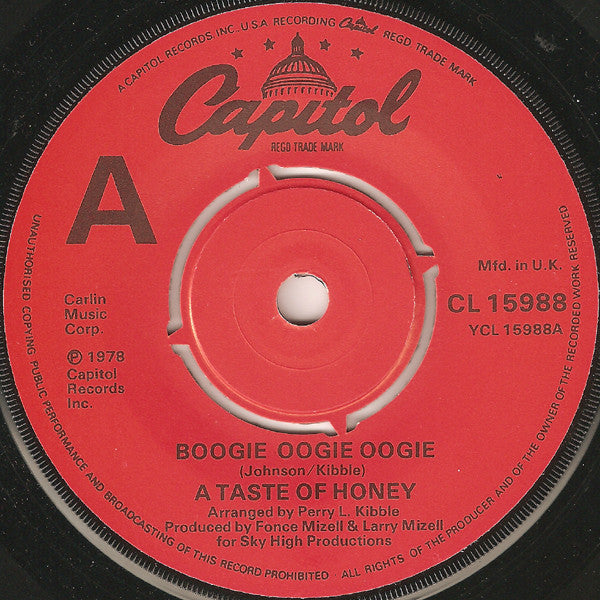 A Taste Of Honey - Boogie Oogie Oogie (7", Single)