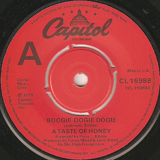A Taste Of Honey - Boogie Oogie Oogie (7", Single)