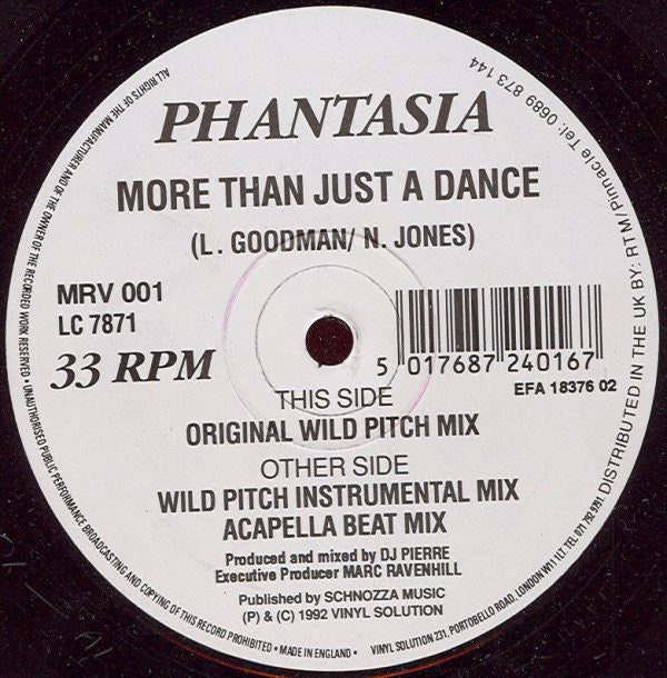 Phantasia* - More Than Just A Dance (12")