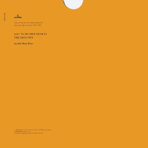 Pet Shop Boys - Left To My Own Devices (The Disco Mix) (12", Single, Ltd)